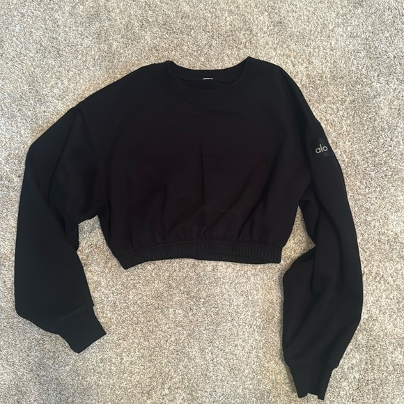 Alo Devotion Crewneck Pullover Size XS Black - Picture 1 of 7